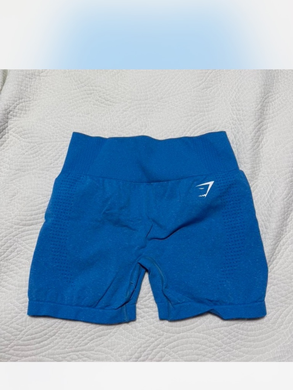 Gymshark Royal Blue Seamless Workout Shorts with White Logo